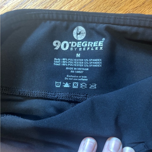 90 Degree By Reflex Black Leggings with Wide Waistband and Stripes - Picture 4 of 4